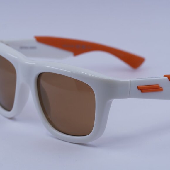 Bottega Veneta BV1233S 004 Sunglasses Ivory/Orange Square Frame, Brown Lenses - Picture 9 of 11